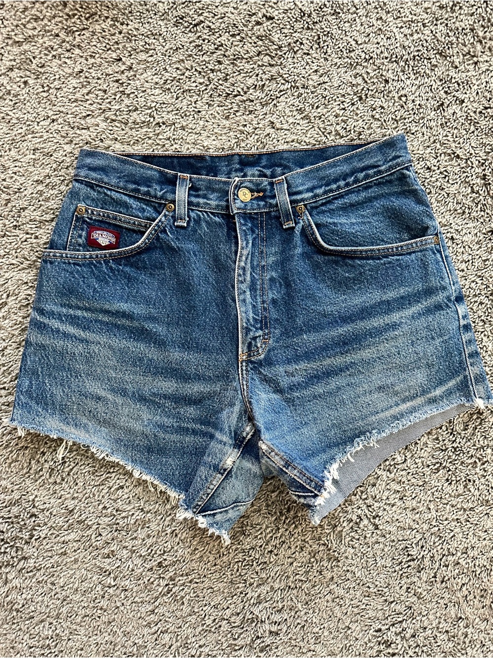 Diamond Cut Apparel Vintage Cutoff High-Rise Denim Shorts